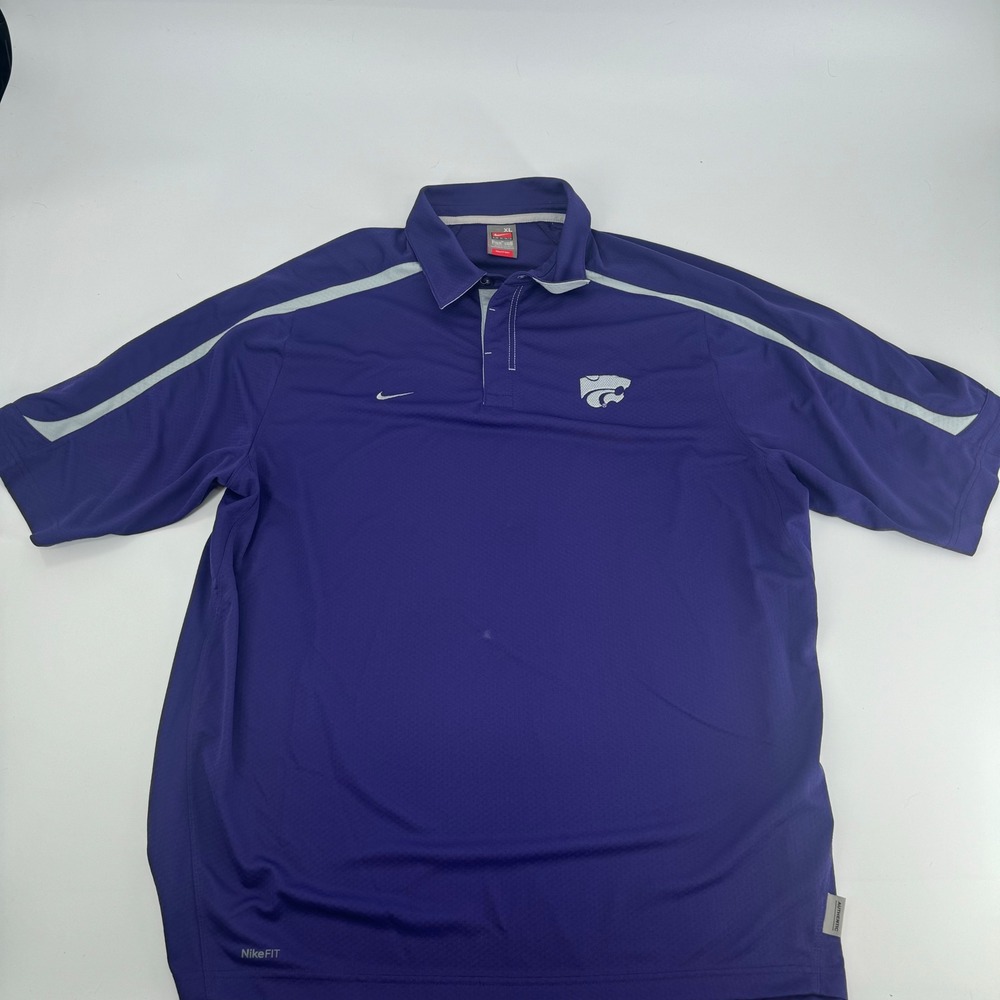 Nike Kansas State Wildcats Polo Shirt Mens XL Purple Golf Athletic